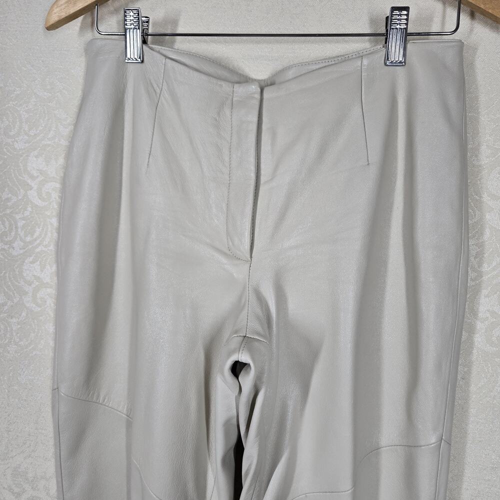 Venus Williams Wilsons Leather Pants sz 8 Beige Flare Leg Lined READ - Picture 5 of 15